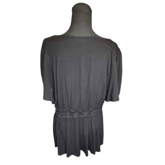 Torrid Women's Stretch Knit V-Neck Elastic Waist Detail Top Size 1X Black B05 - Picture 4 of 9